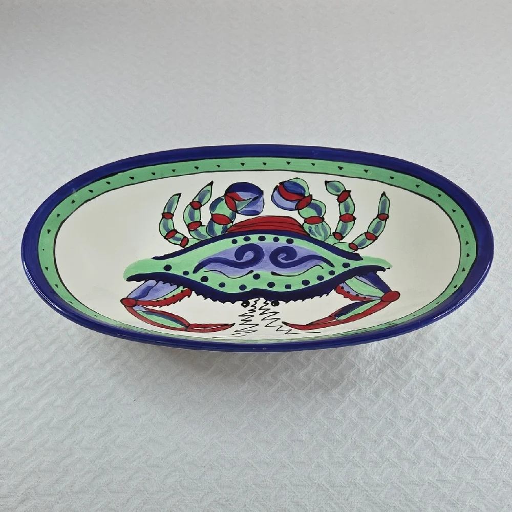 Caffco International DANA WHITTMAN Artist. MULIICOLOR CERAMIC PLATTER. - Picture 1 of 16